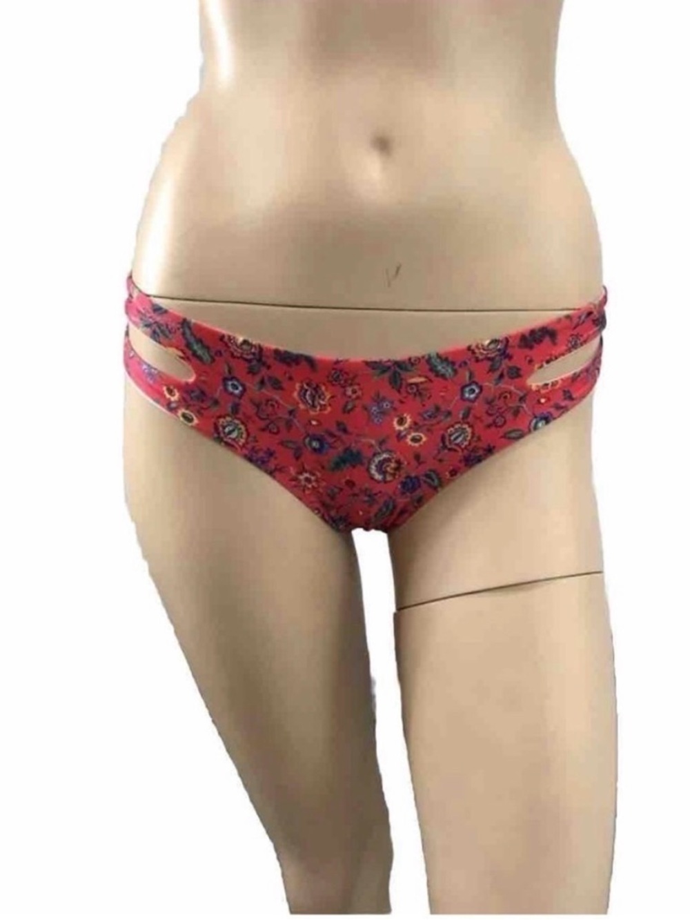 L SPACE Floral Cutout Bikini Bottoms - Coral